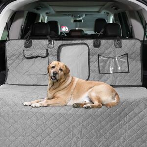 Waterproof 7-layer Design Dog Car Seat Cover with Mesh Window Pocket Gray